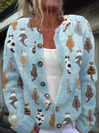 Cardigan Miu En Maille À Motif Félin