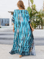 Women Print Beach Kaftan Dress Short Sleeve Plus Size Bathing Suit Cover Ups