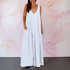 Combinaison Confortable Avec Encolure En V & Jambes Larges