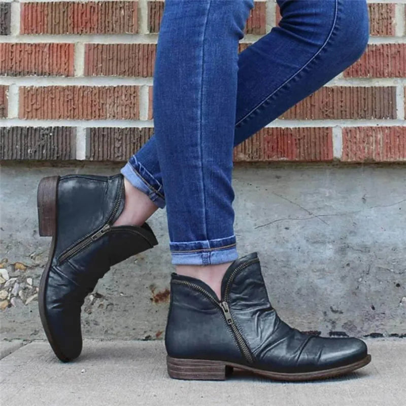 Bottines Orthopédiques En Cuir Avec Fermeture Éclair
