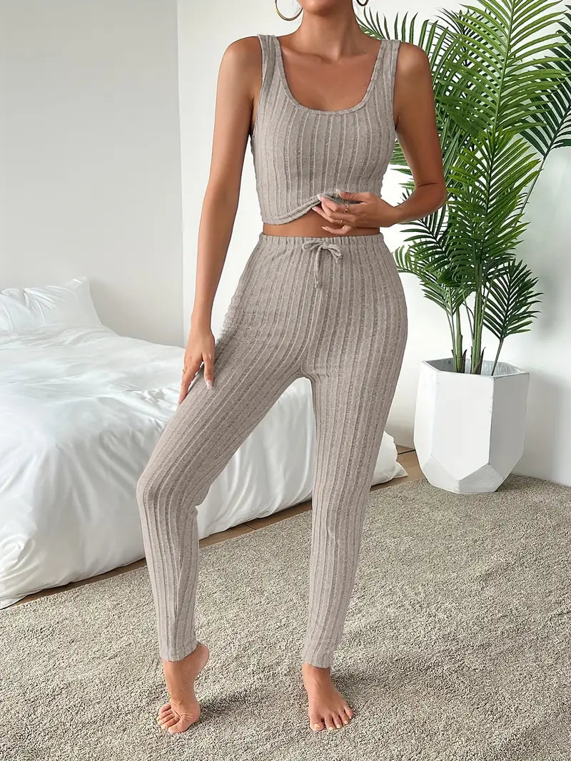 Ensemble 3 Pièces En Tricot Côtelé