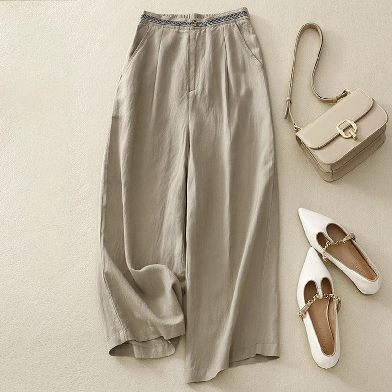 Pantalon Classique En Lin Pour Femme