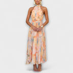 Robe Élégante À Col Rond En Tissu Léger