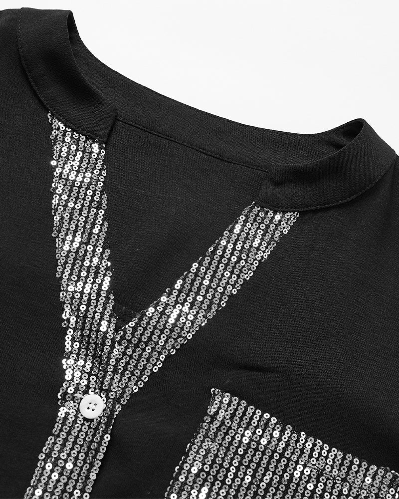 Chemise Décontracté En Paillettes
