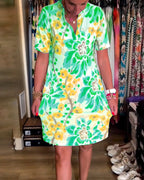 Robe À Manches Courtes Avec Imprimé Florale