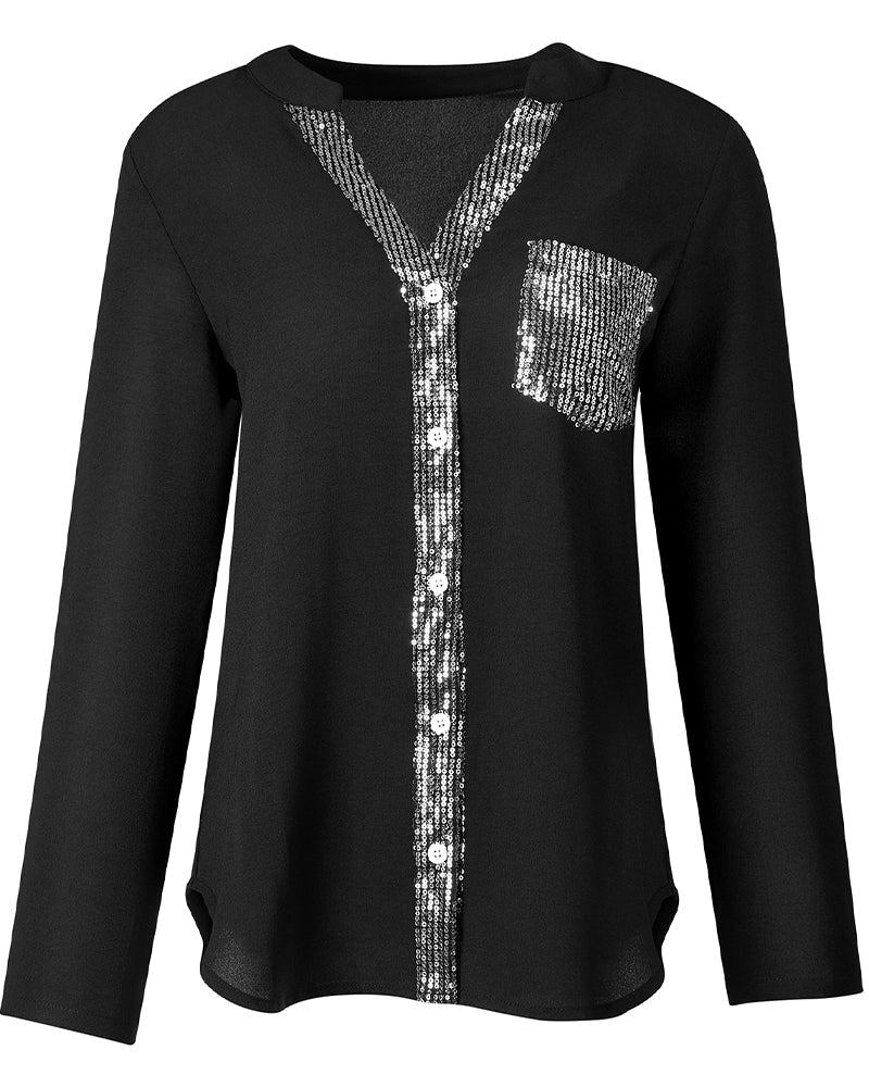 Chemise Décontracté En Paillettes