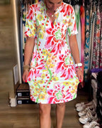 Robe À Manches Courtes Avec Imprimé Florale