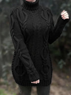 Pull-Robe À Col Roulé En Maille Torsadée Épaisse