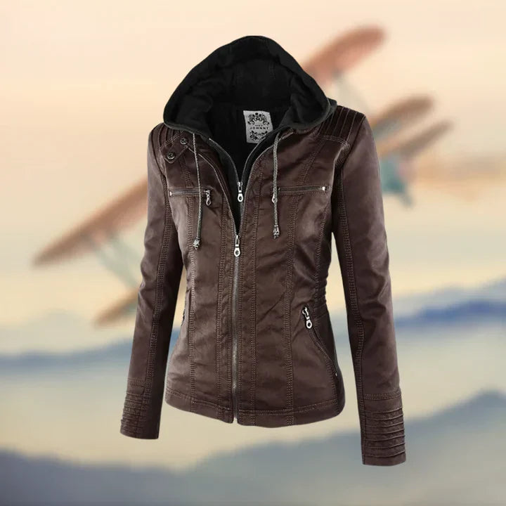 Veste À Capuche En Cuir Pour Femmes