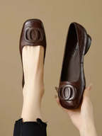 Lina™ – Ballerine in Pelle Vegana con Puntera Quadrata