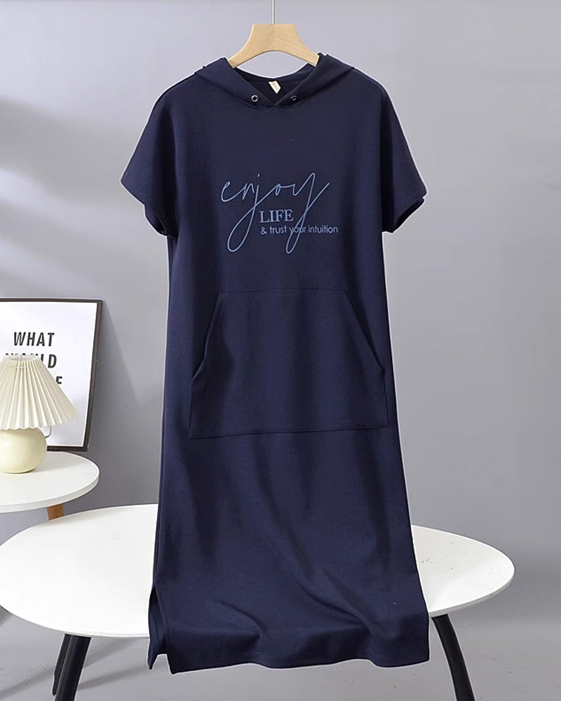 Robe À Capuche Décontractée En Coton