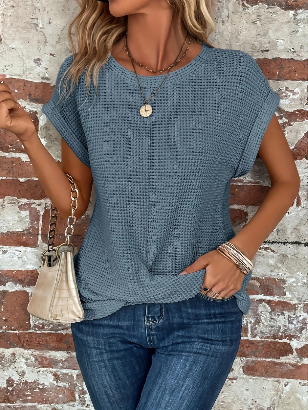 T-shirt Mallory Torsadé En Tricot Gaufré