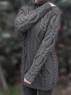 Pull-Robe À Col Roulé En Maille Torsadée Épaisse