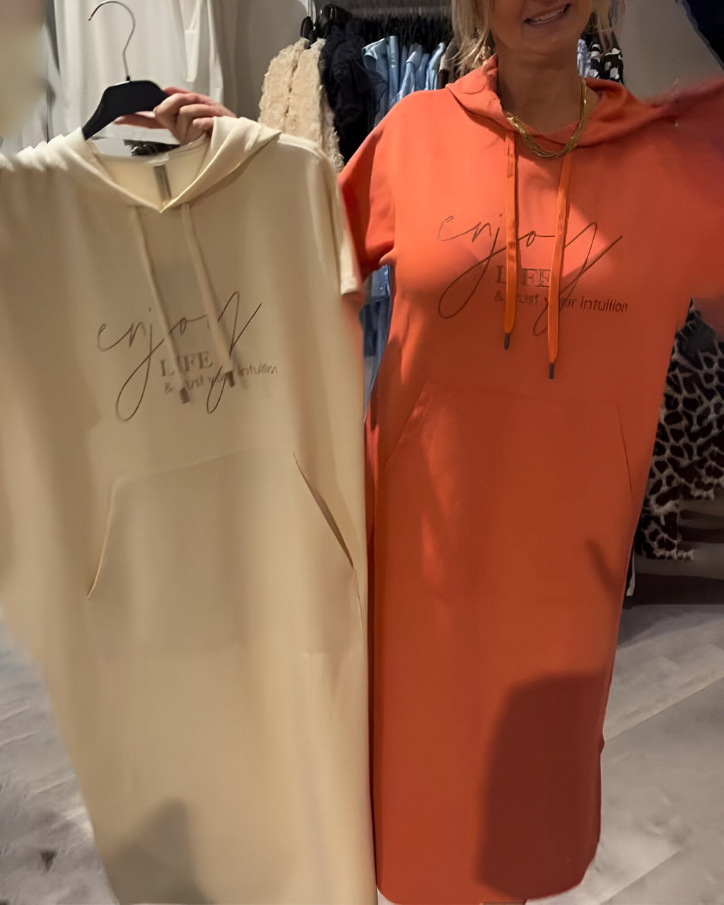 Robe À Capuche Décontractée En Coton