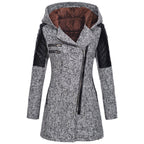 Manteau À Capuche Hivernal En Laine Pour Femmes