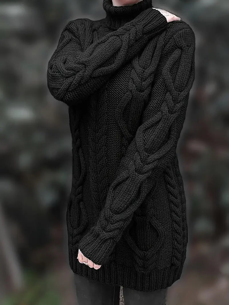 Pull-Robe À Col Roulé En Maille Torsadée Épaisse