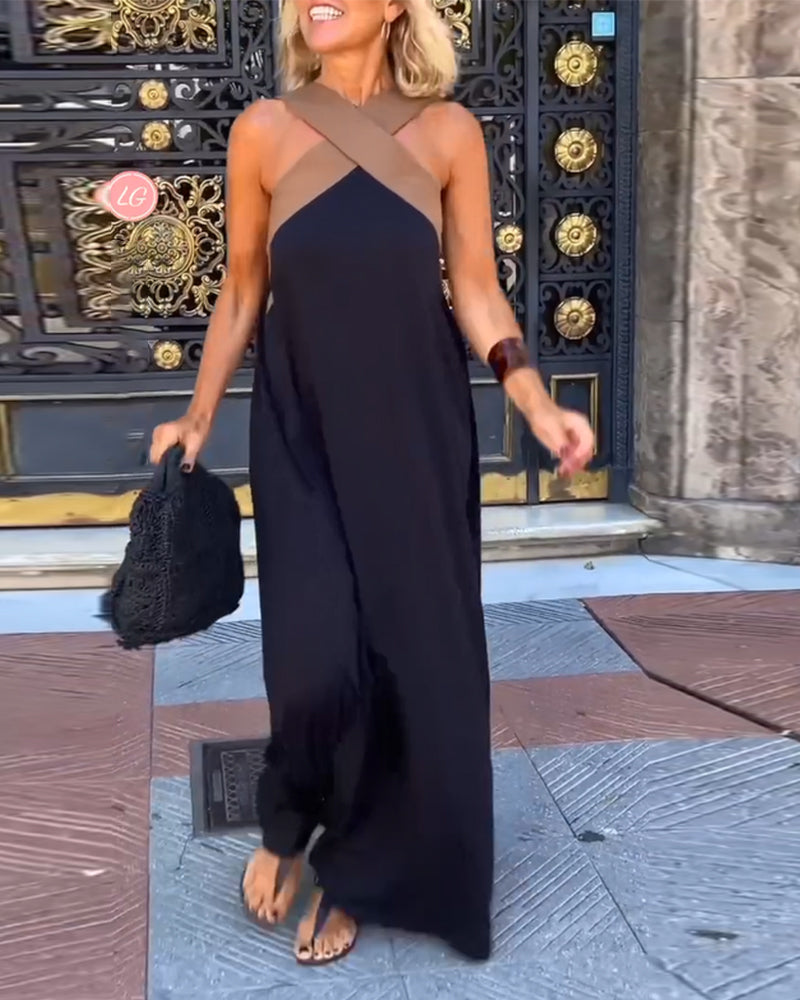 Robe Élégante Dos Nu Avec Encolure Croisée