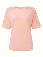 T-shirt D'été À Manches Courtes Avec Dentelle