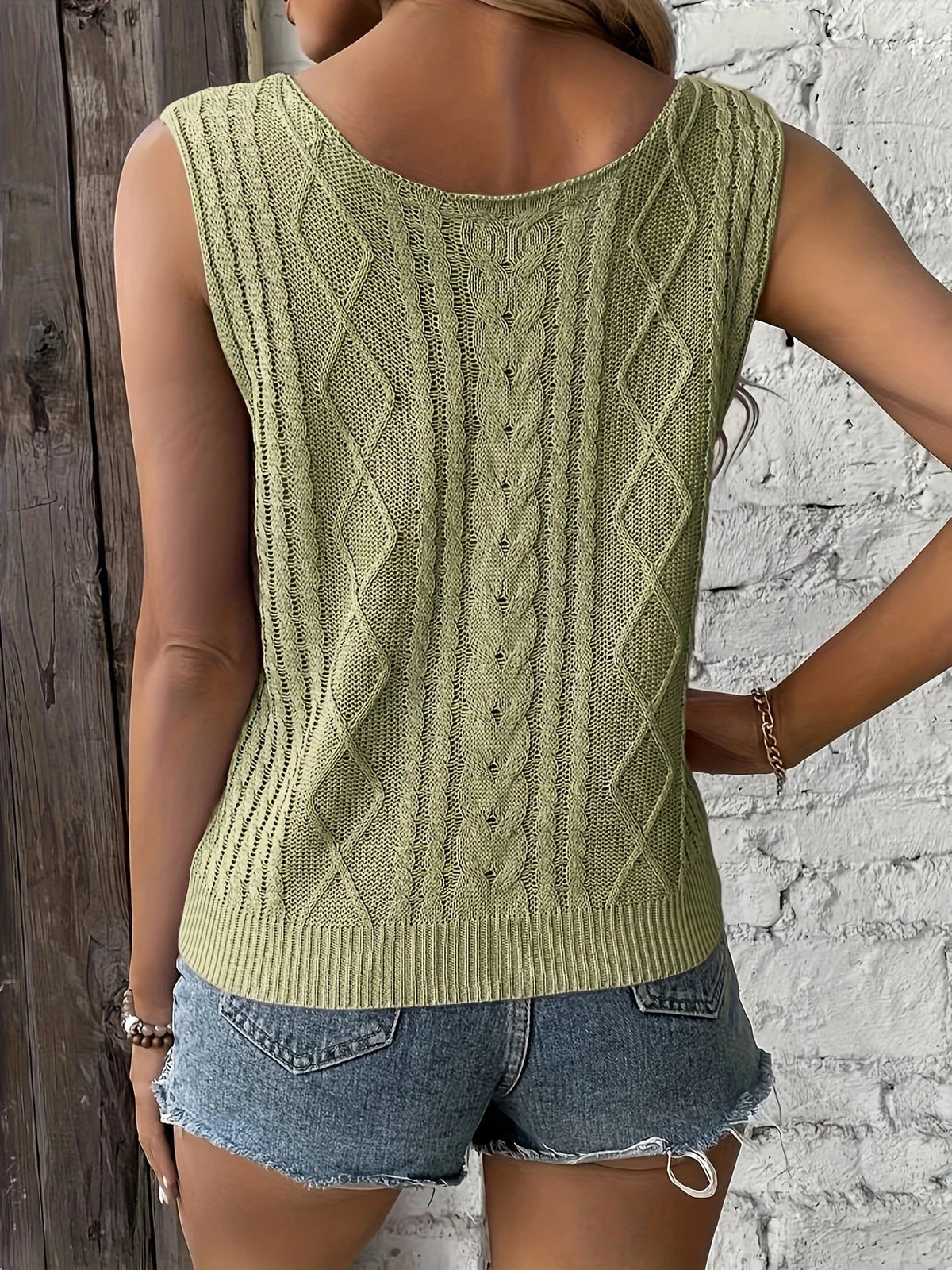 Top Sans Manches En Maille Avec Décolleté En V