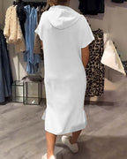 Robe À Capuche Décontractée En Coton