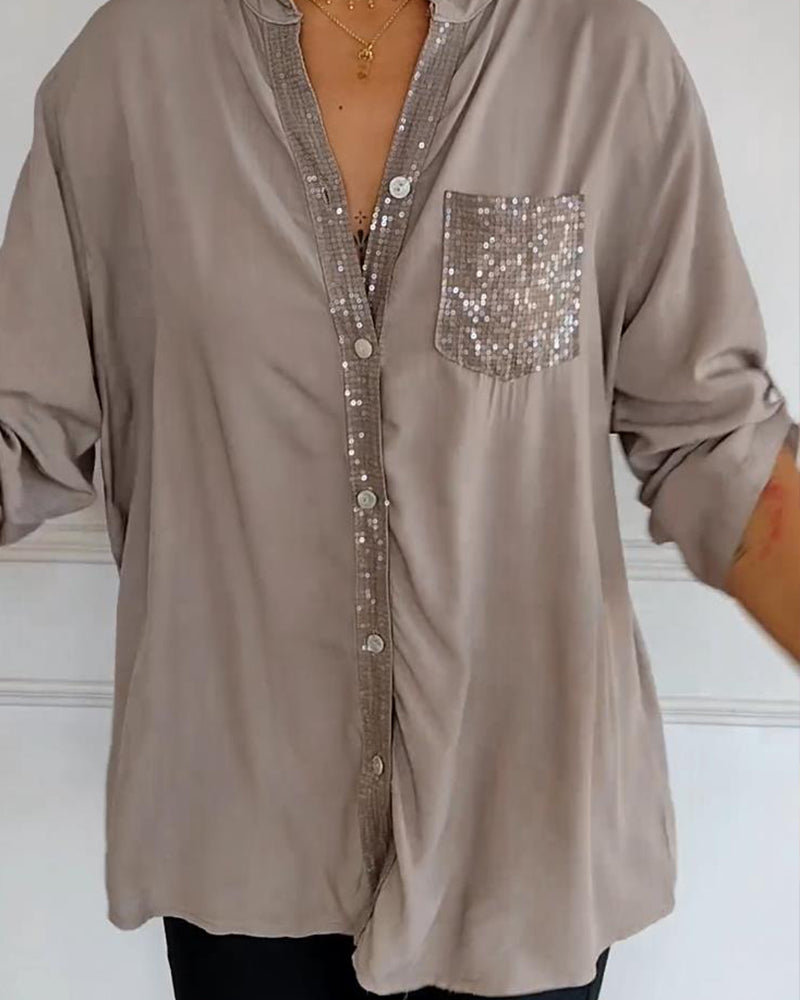 Chemise Décontracté En Paillettes