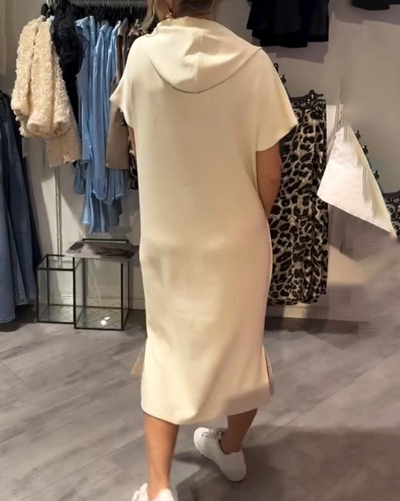 Robe À Capuche Décontractée En Coton