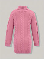 Pull-Robe À Col Roulé En Maille Torsadée Épaisse