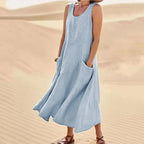 Robe Sans Manches En Coton & Lin