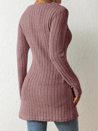 Top Asymétrique En Coton Avec Boutons et Côtes