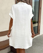 Robe Boutonnée En Lin Avec Poches