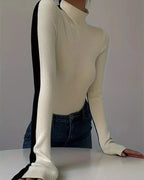 Pull Col Roulé Bicolore En Maille
