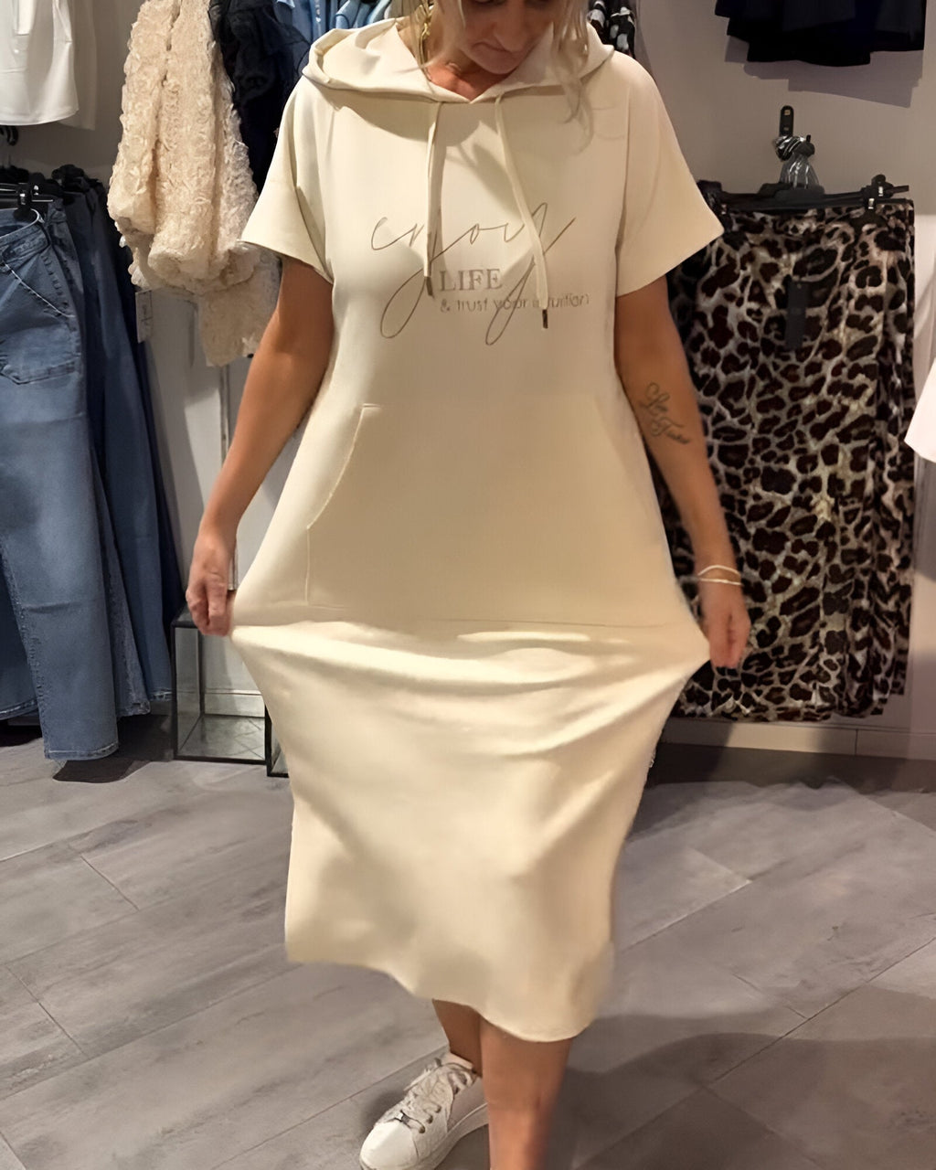 Robe À Capuche Décontractée En Coton