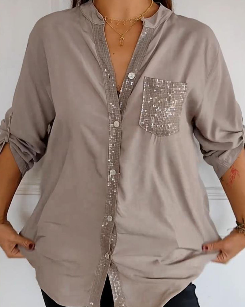 Chemise Décontracté En Paillettes