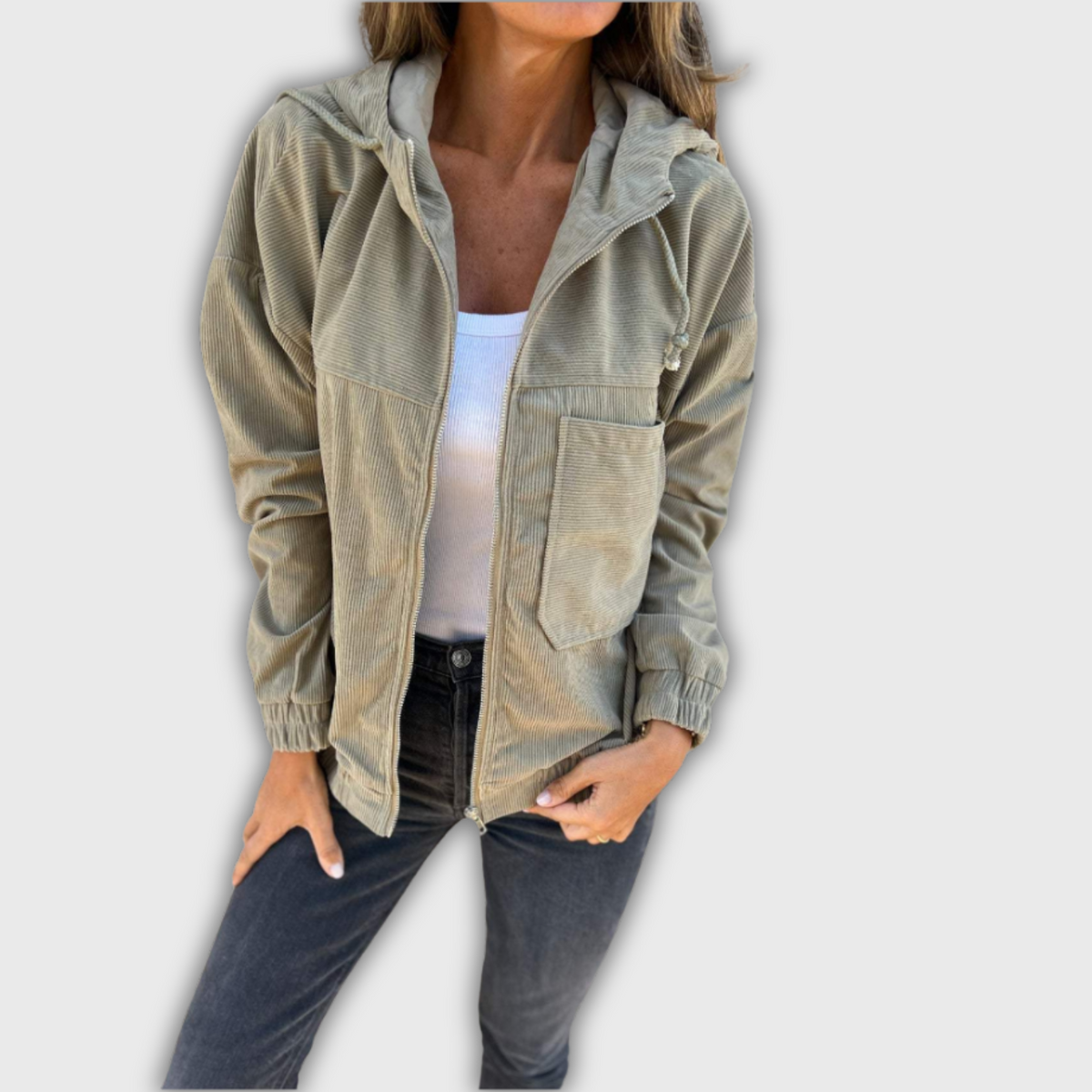 Veste Rétro Légère En Velours Côtelé
