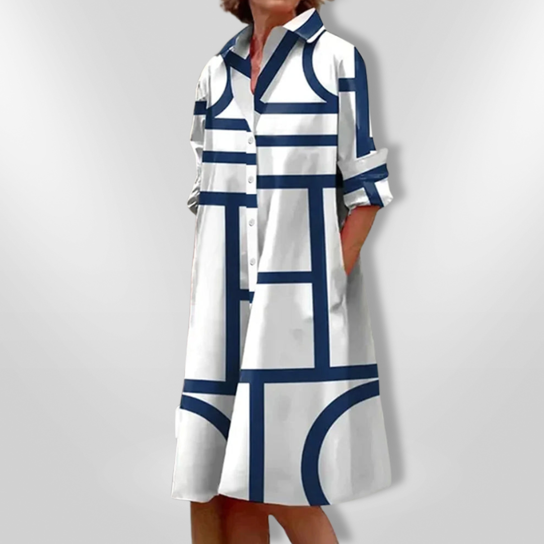 Robe Mi-Longue À Motif Géométrique