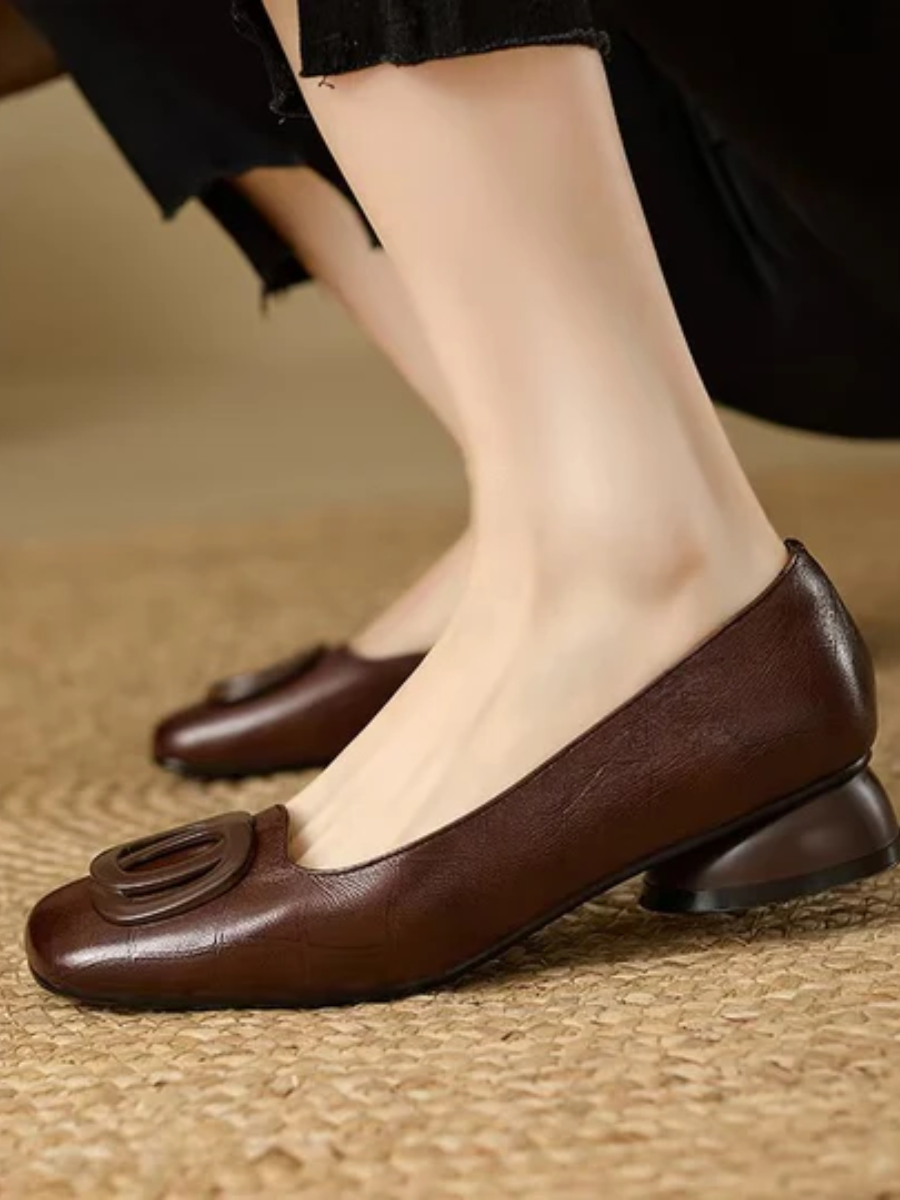 Lina™ – Ballerine in Pelle Vegana con Puntera Quadrata