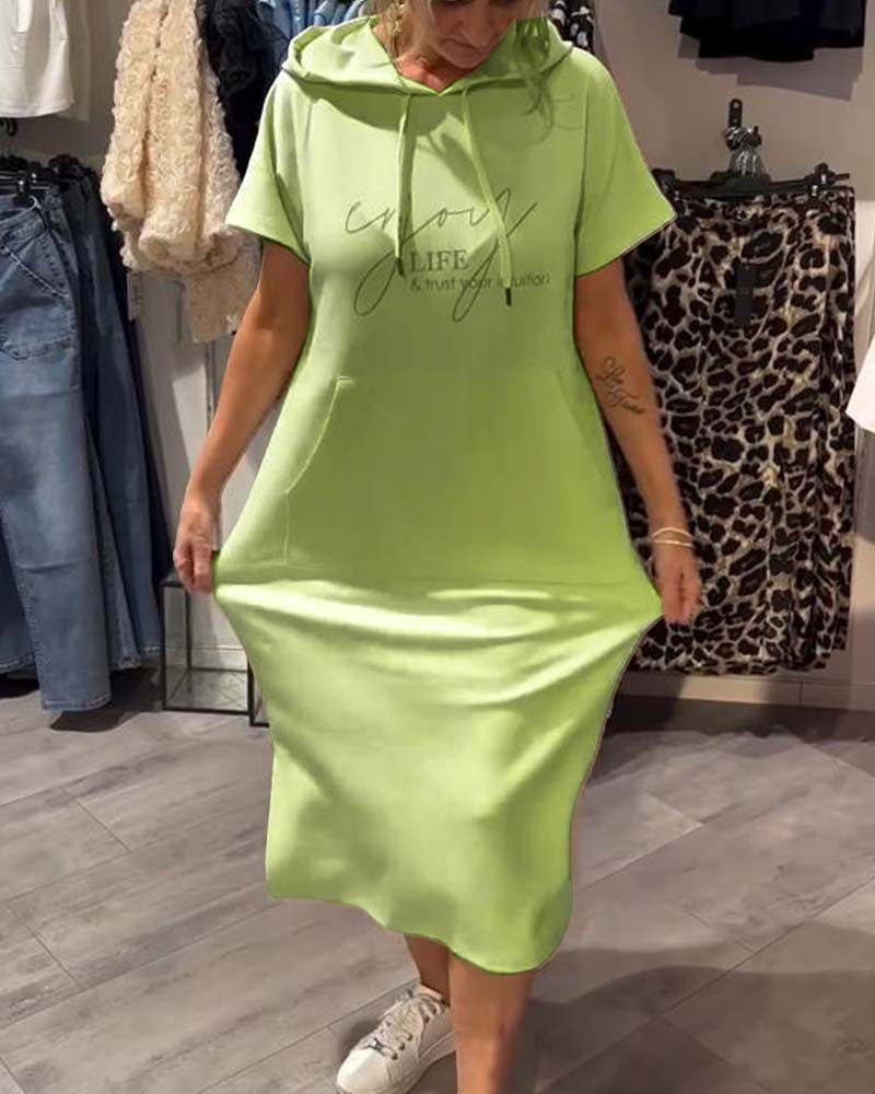 Robe À Capuche Décontractée En Coton