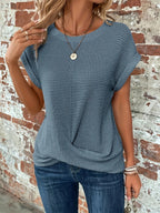 T-shirt Mallory Torsadé En Tricot Gaufré
