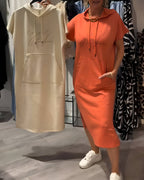 Robe À Capuche Décontractée En Coton