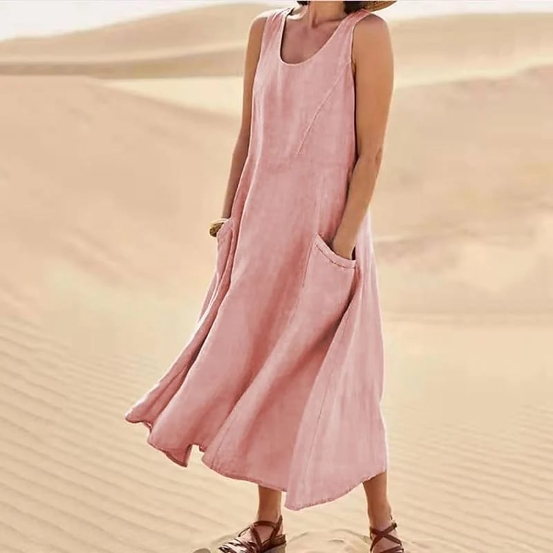 Robe Sans Manches En Coton & Lin