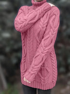 Pull-Robe À Col Roulé En Maille Torsadée Épaisse