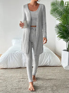 Ensemble 3 Pièces En Tricot Côtelé