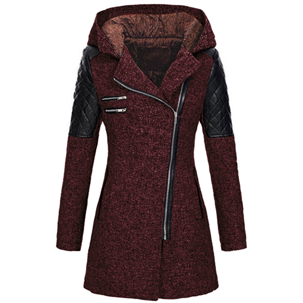 Manteau À Capuche Hivernal En Laine Pour Femmes