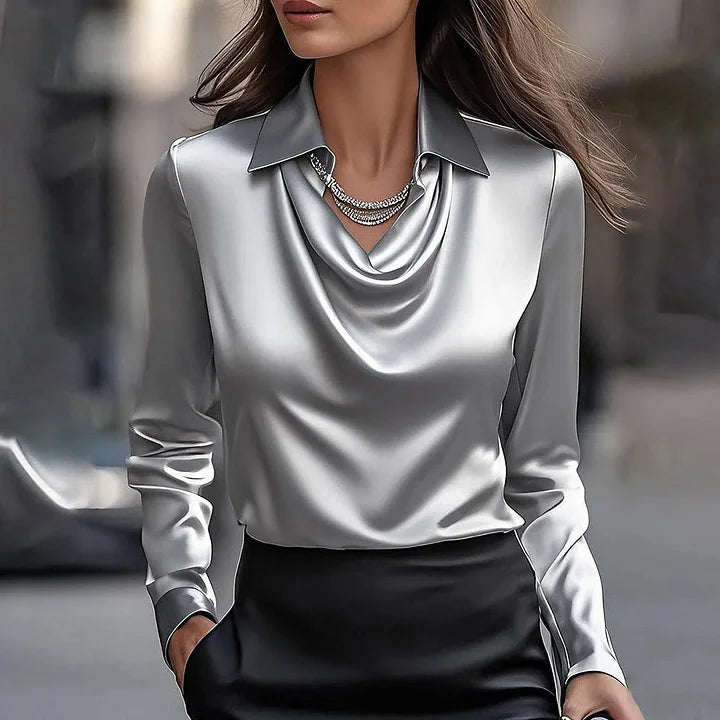 Pull En Satin Avec Encolure Drapée