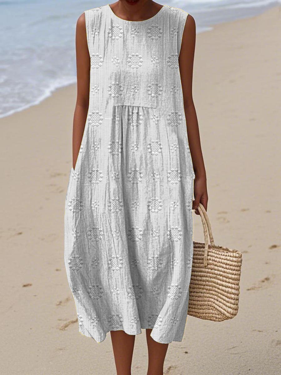 Robe D'été Sans Manches En Coton Avec Poches
