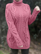 Pull-Robe À Col Roulé En Maille Torsadée Épaisse