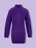 Pull-Robe À Col Roulé En Maille Torsadée Épaisse