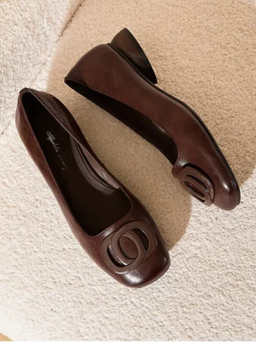 Lina™ – Ballerine in Pelle Vegana con Puntera Quadrata