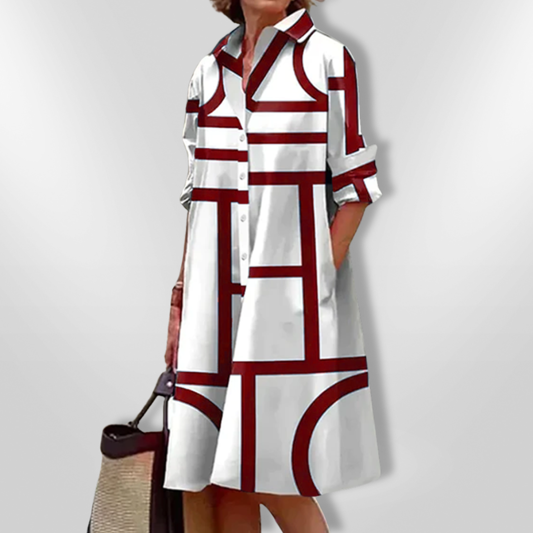 Robe Mi-Longue À Motif Géométrique
