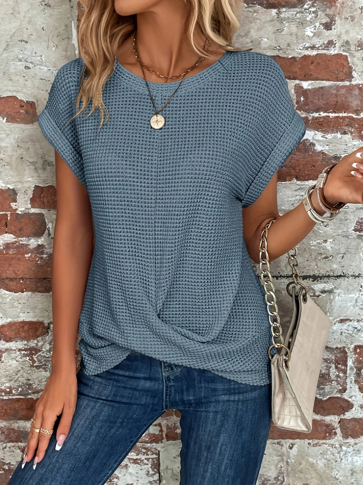 T-shirt Mallory Torsadé En Tricot Gaufré